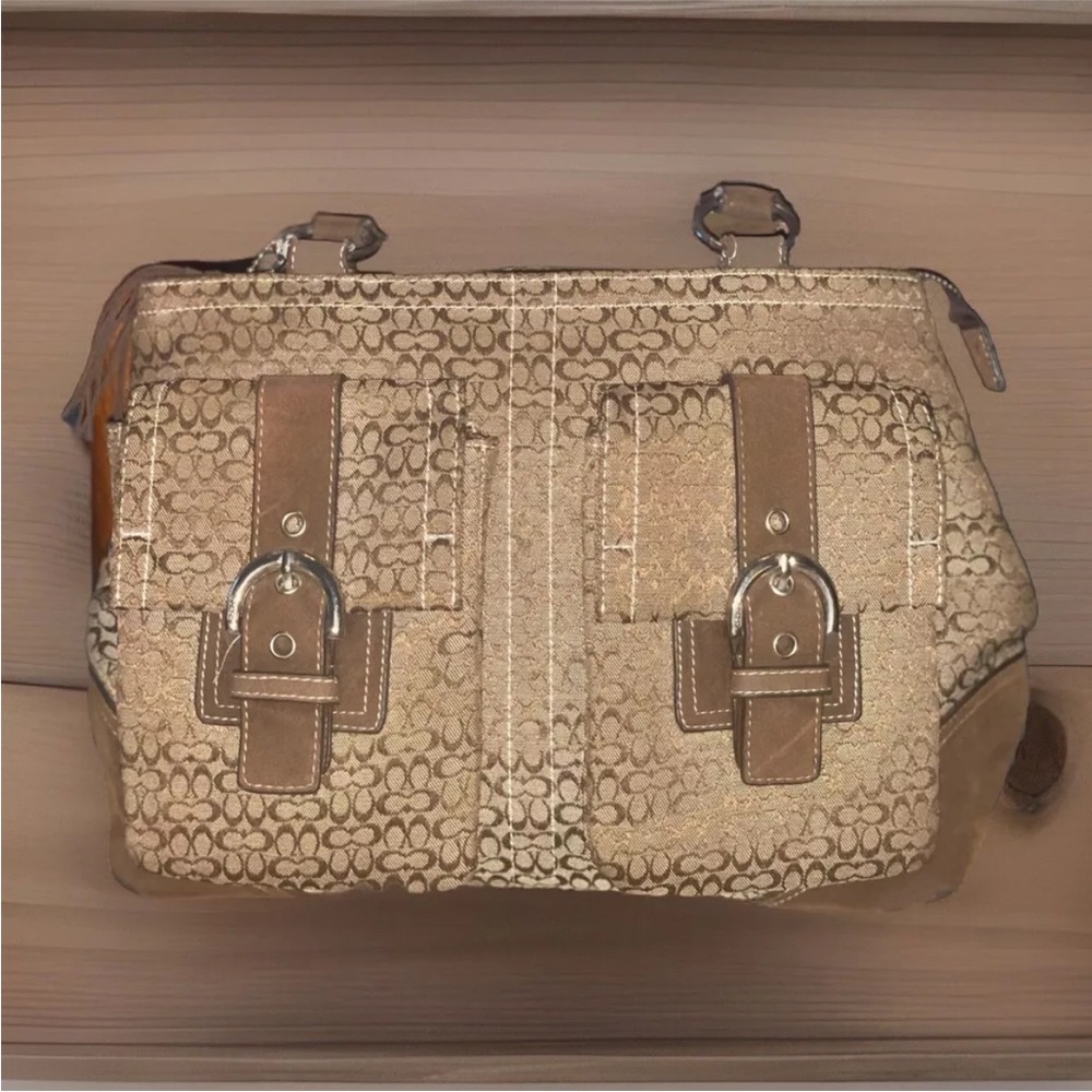 EUC Vintage Coach Double Pocket Hangbag